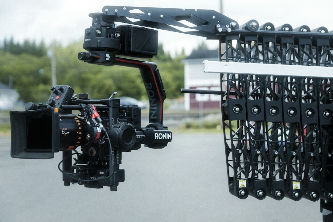 TV studio cameras and lighting rig ready for live broadcast