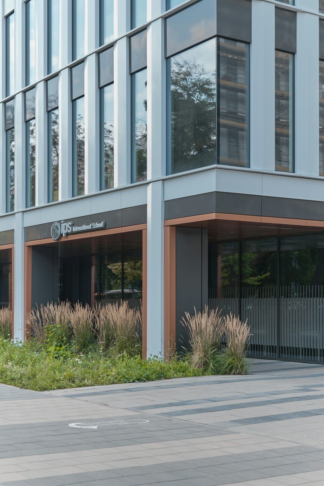 Modern media training center office building exterior